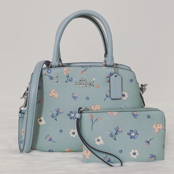 Coach Handbags - New Coach Bundle Mini Lillie Carryall Mystical Floral And Corner Zip Wristlet